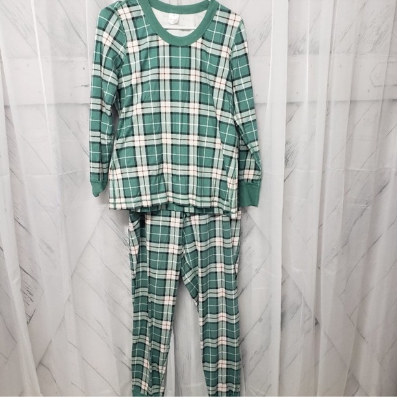 HANNA ANDERSSON Organic Cotton Long John Pajama Set Family Harvest Plaid Green - Picture 4 of 14